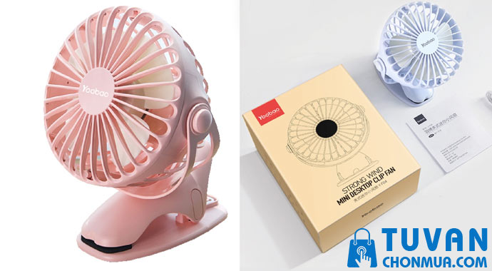 Quạt sạc mini YOOBAO đế kẹp đa năng Quạt sạc mini YOOBAO đế kẹp đa năng