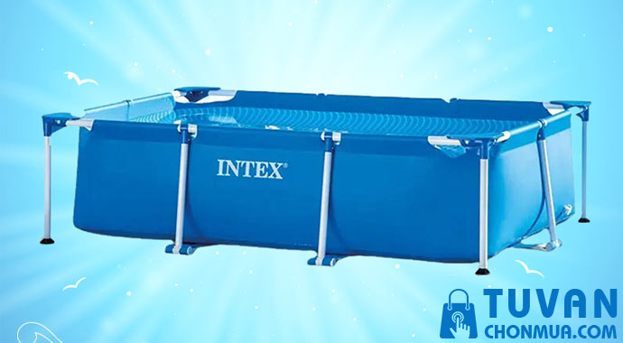 Bể bơi trẻ em khung kim loại hình chữ nhật INTEX